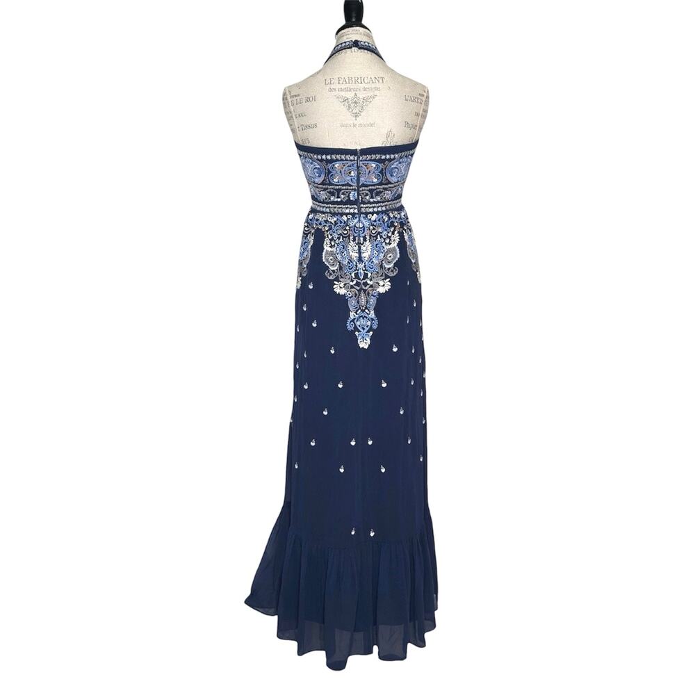 Altar’d State | Women | Corabeth Embroidered Blue Halter Neck Maxi Dress | Small - Picture 3 of 16